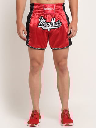 Invincible Unisex Muay Thai Boxing Shorts-Red / S