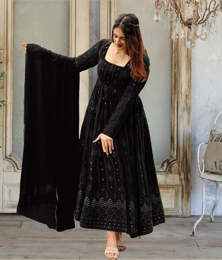 kedar fab Red Anarkali Georgette Women's Stitched Ethnic Gown ( Pack of 1 )