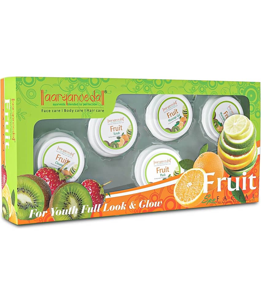 Aaryanveda Fruit Facial Kit 5 Steps ,Complete Skin Rejuvenation, Brightening & Hydration,210g (Pack of 1)