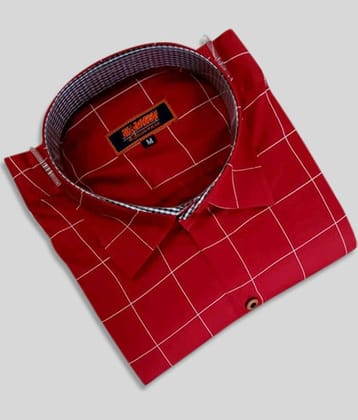 P&V CREATIONS - Red Cotton Blend Slim Fit Men's Casual Shirt (Pack of 1)