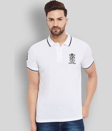 The Million Club Pack of 1 Cotton Blend Regular Fit Solid Half Sleeves Men's Polo T Shirt ( White )