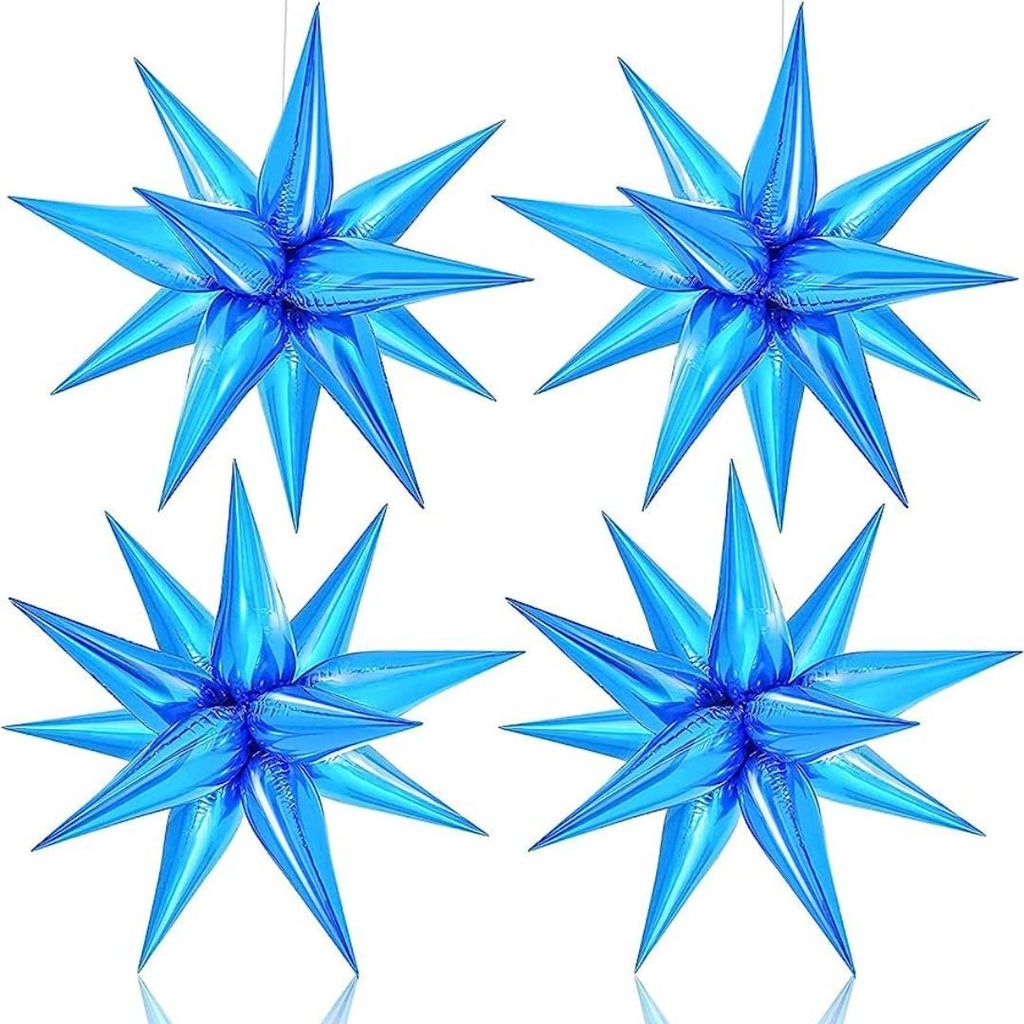 Exploding L.Blue Star Balloon Hanging - 5D 26" 1Pc - Party and Festive Needs | Buy online on ZillyBuy