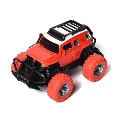 Braintastic Toyota Off Road Jeep Simulation Alloy Metal Pullback Friction Diecast Car, 1:32 Scale with Openable Doors, Sound & Light (Red)
