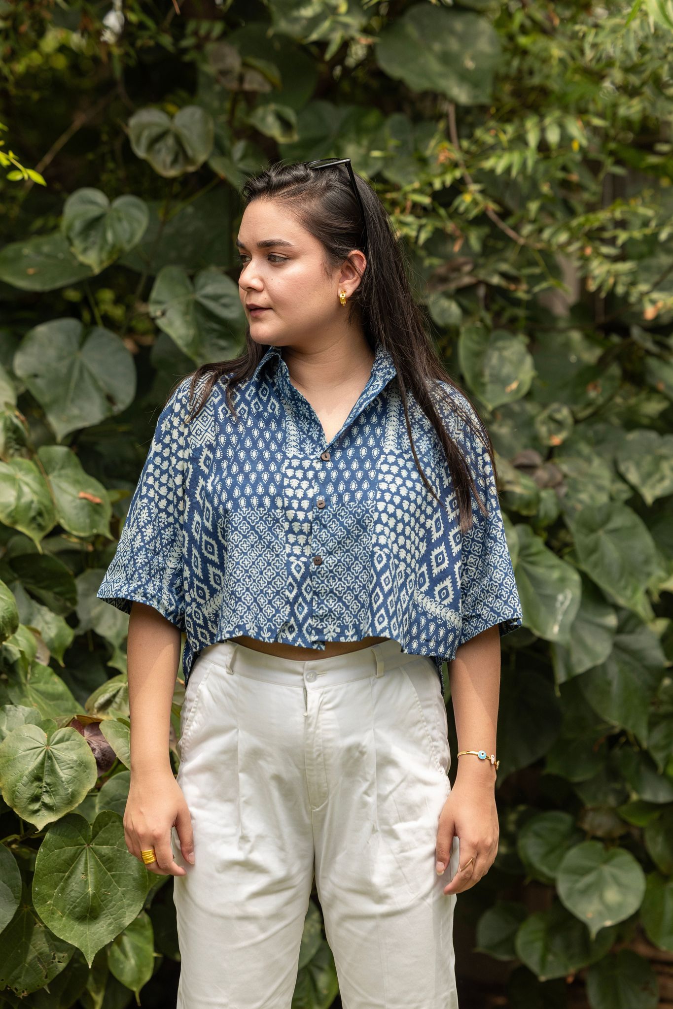 Deep Indigo Crop Shirt-XS