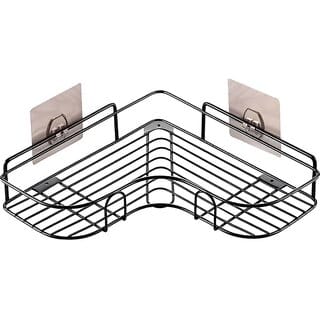 Corner Shower Caddy Shelf, Black Metal Wire Basket, Adhesive Wall Mount, Bathroom Storage Organizer