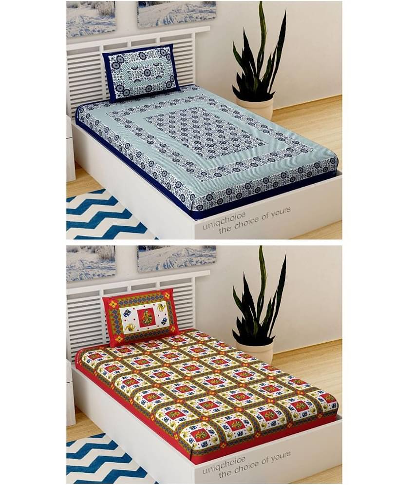 Uniqchoice 100% Cotton Single Bedsheet ( Blue )