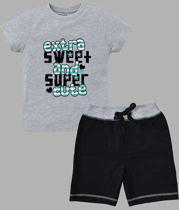 ETCHED DESIGN Pack of 1 Boys Cotton T-Shirt & Shorts Set ( Multicolor )