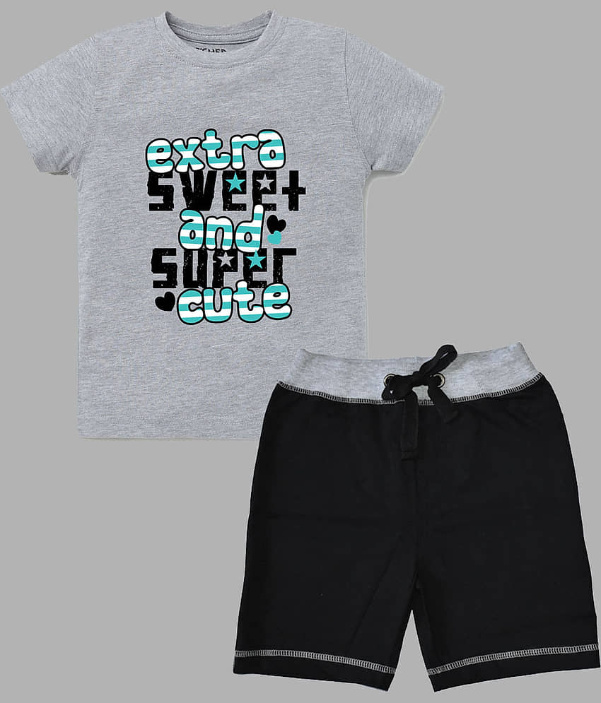 ETCHED DESIGN Pack of 1 Boys Cotton T-Shirt & Shorts Set ( Multicolor )