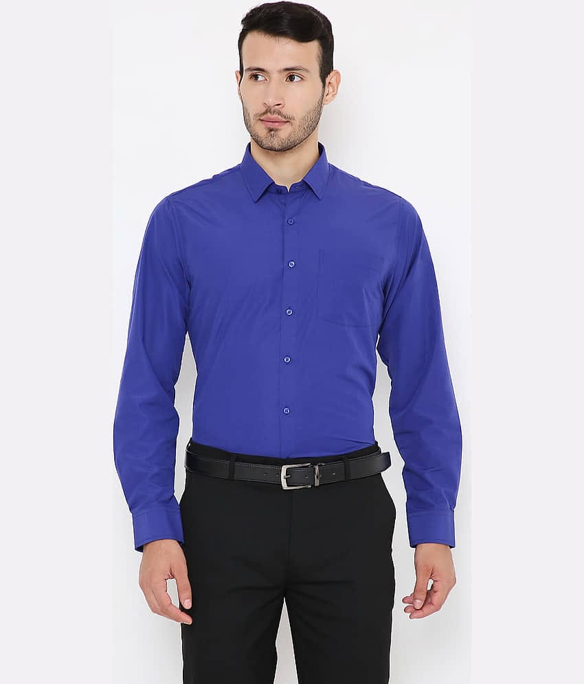 Maharaja - Blue Polyester Blend Slim Fit Men's Formal Shirt ( Pack of 1 )