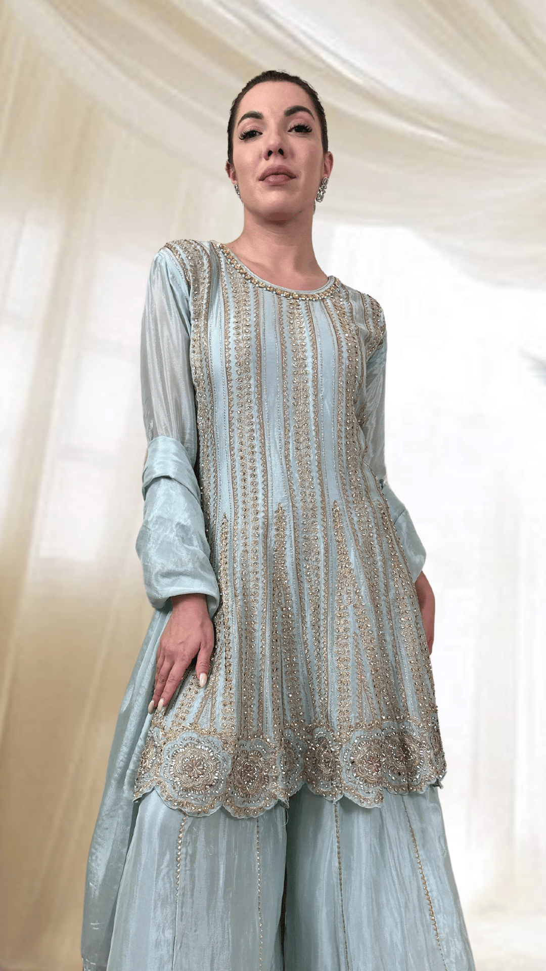 Serenity Blue Sharara Set-XXS