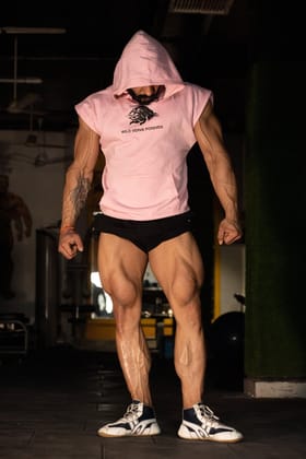 Weight Training Sleeveless Hoodie (BABY PINK)-S