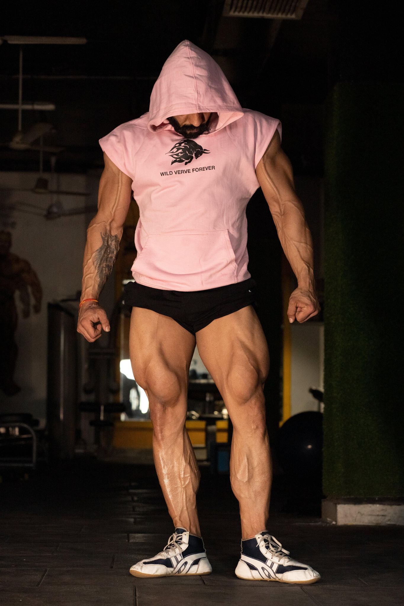 Weight Training Sleeveless Hoodie (BABY PINK)-S