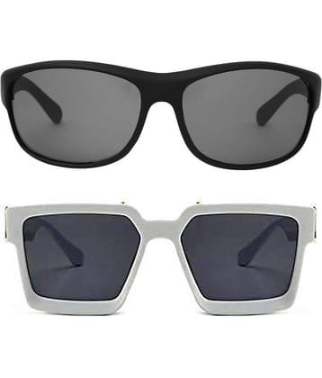 Kanny Devis - Black Wrap Around Sunglasses ( Pack of 2 )