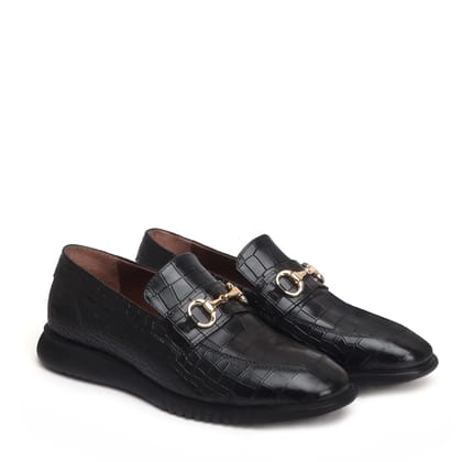 Light Weight Flat Loafer in Black Deep Cut Leather-39/5