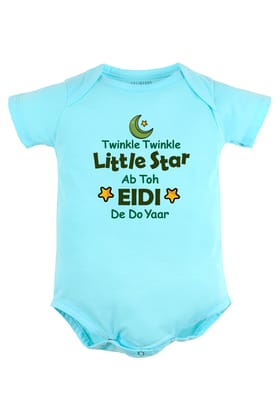 Twinkle Twinkle Little Star - Ab Toh Eidi De Do Yaar Baby Romper | Onesies-Baby Romper / 0-3 Months / Lightblue