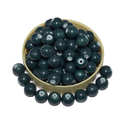 Dark Green Round Painted Glass Beads For Jewelry Making , (10 MM) ,BWGB-262-1 String in 80 Pieces / 10 MM
