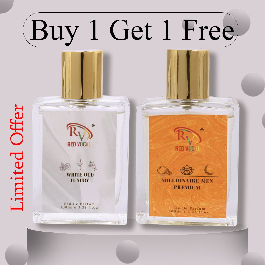 Red Vocal White Oud Luxury with Millionaire Eau de Parfum Combo – 2 x 100ml | Premium Unisex Fragrance Set