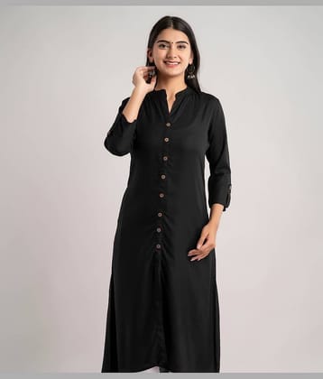 MAUKA - Black Rayon Women's Front Slit Kurti ( Pack of 1 )