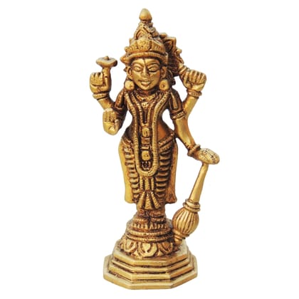 Handcrafted Brass Vishnu Ji God Idol Statue - Temple Decor Murti, Height : 5.5 Inch (BSMAS1330 C)