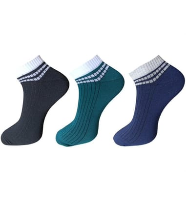 3_Pair Set Unisex Casual Cotton Striped Ankle Length Socks (Multicolor)-PID54132