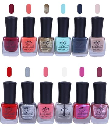 Looks United - Multi Natural Nail Polish ( Pack of 12 )