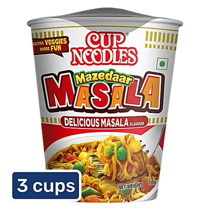 Nissin Food Cup Noodles Mazedaar Masala, 3x70 g Multipack