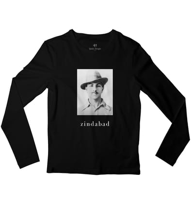 Bhagat Singh Full Sleeve T-shirt-38 - S / Black