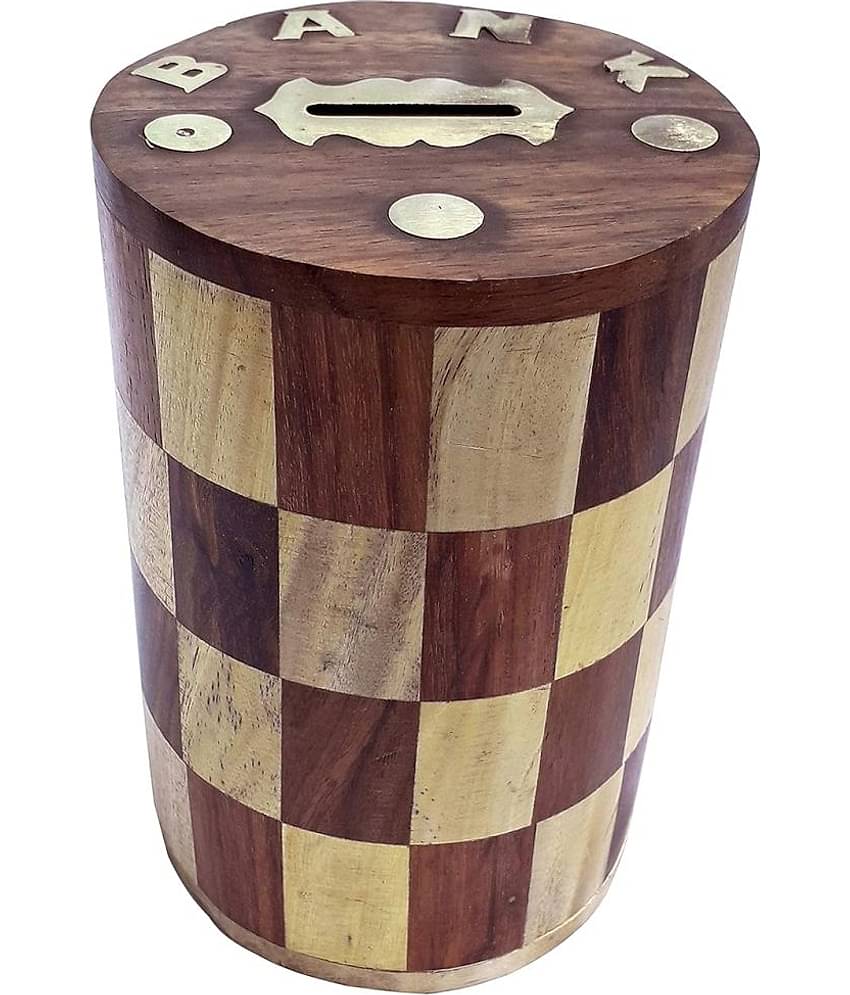 SWH Wood Brown Piggy Bank ( Pack of 1 )