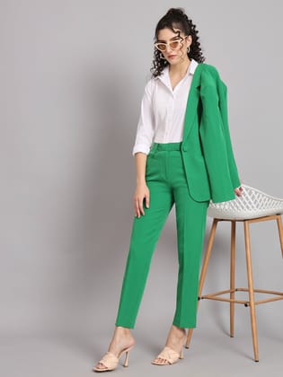 Regular Fit Mid Waist Trouser - Parrot Green-XS