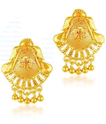 VIVASTRI Golden Stud Earrings ( Pack of 1 ) - Golden