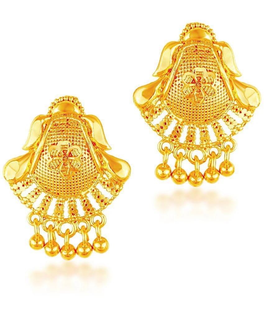 VIVASTRI Golden Stud Earrings ( Pack of 1 ) - Golden