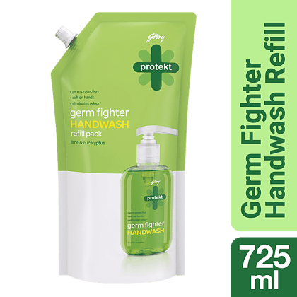 Godrej Protekt Germ Fighter Handwash Refill Pack - Lime & Eucalyptus, 725 ml