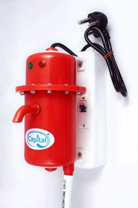 CAPITAL Instant Water Geyser 1 L Portable water heater, Made of First Class ABS Plastic, Auto Cut Off Feature with 1 Year Warranty, For Home, Office, Restaurant etc (With MCB + RED) CAPITAL Instant Water Geyser 1 L Portable water heater, Made of First Cl