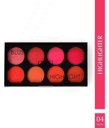 Glam21 Blush Highlighter Palette Silky pigments for long lasting Shimmer look 24gm Ralph-04