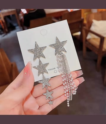 FASHION FRILL Silver Drop Earrings ( Pack of 2 )