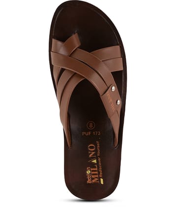 Action Tan Men's Leather Slipper