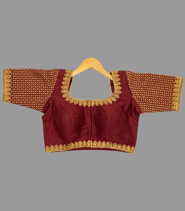 Red Embroidered Festive Blouse-36 / Red