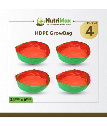 Nutrimax 200 GSM HDPE Grow Bags 24 inch x 6 inch Pack of 4 Outdoor Plant Bag