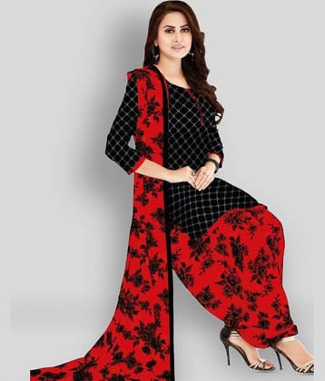 shree jeenmata collection Black,Red Cotton Unstitched Dress Material