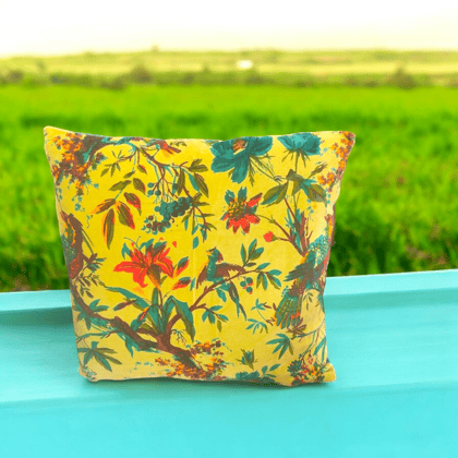 18" lemon floral Velvet Cushion Cover-Sale-18 x 18 inches