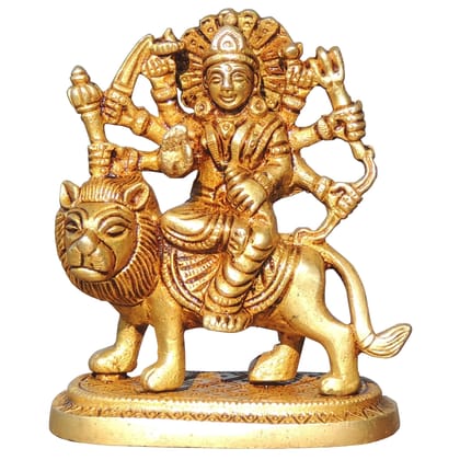 Brass Durga Ji Goddess Idol - Elegant Brass Showpiece for Puja, Height : 3.7 Inch (BSMAS1044 P)