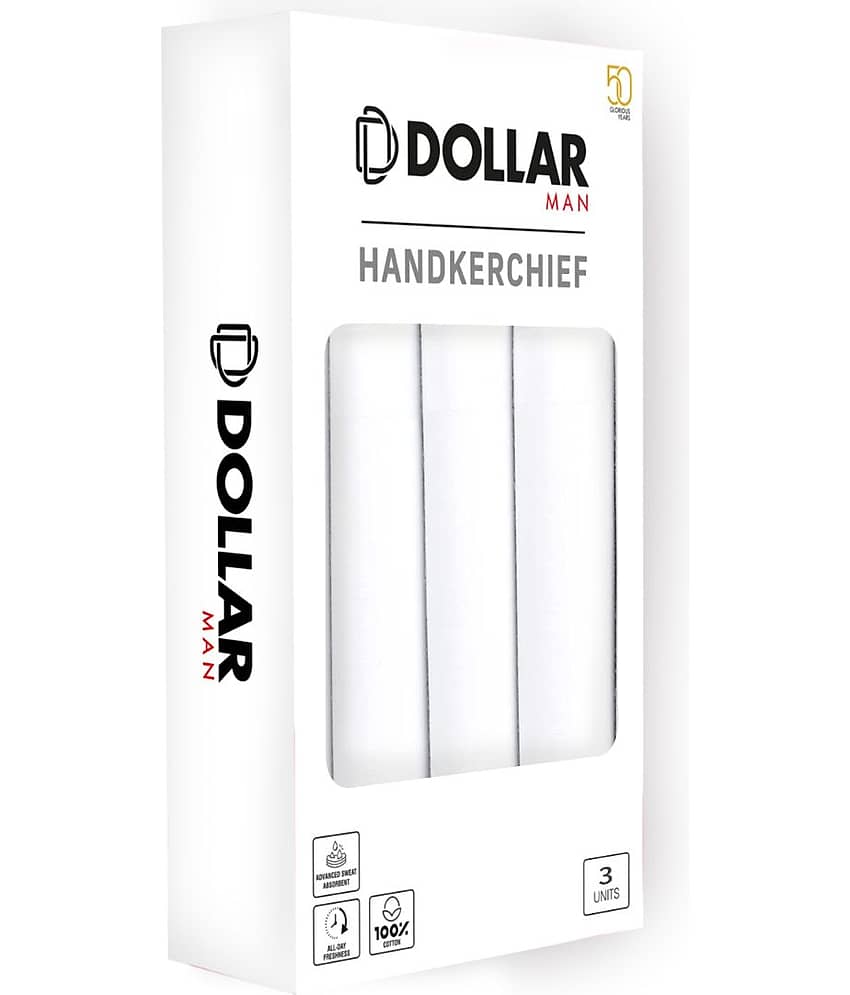 Dollar - White Cotton Men's Handkerchief ( Pack of 3 )