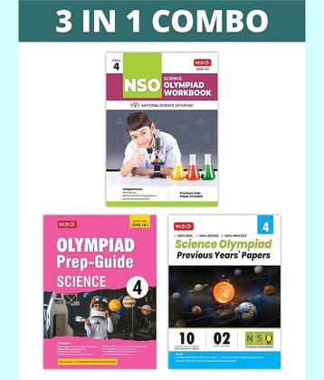 MTG National Science Olympiad (NSO) Workbook, Prep-Guide & Previous Years Papers (PYQs) with Mock Test Paper Class 4 - SOF Olympiad Books For 2024-25 Exam (Set of 3 Books)