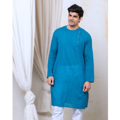 Cotton Men's Kurta | Colour Pop, Turquoise Blue-S