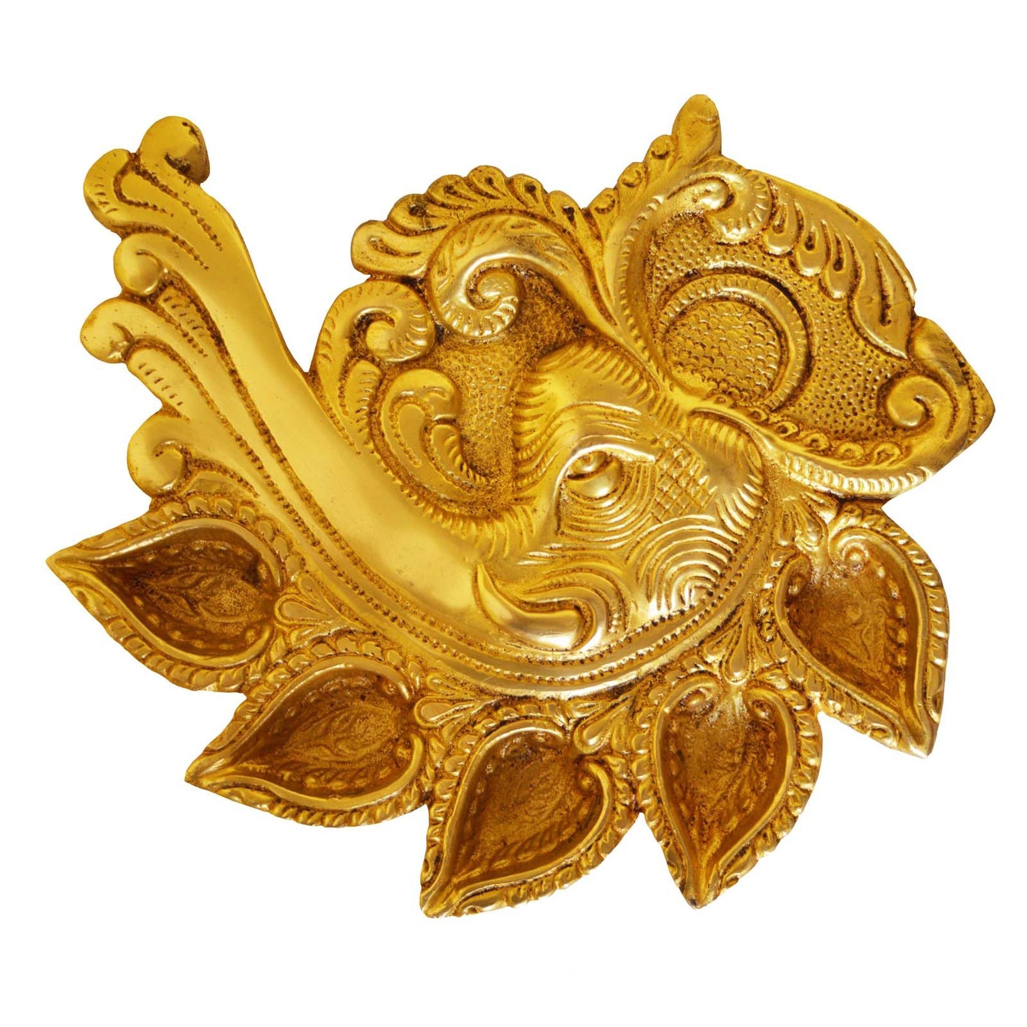 Brass Elephant Face Conch Shape Deepak 5 Wicks (BSMAS1187 A)