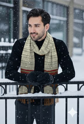 Fashion Point Cream Wool Muffler for Men