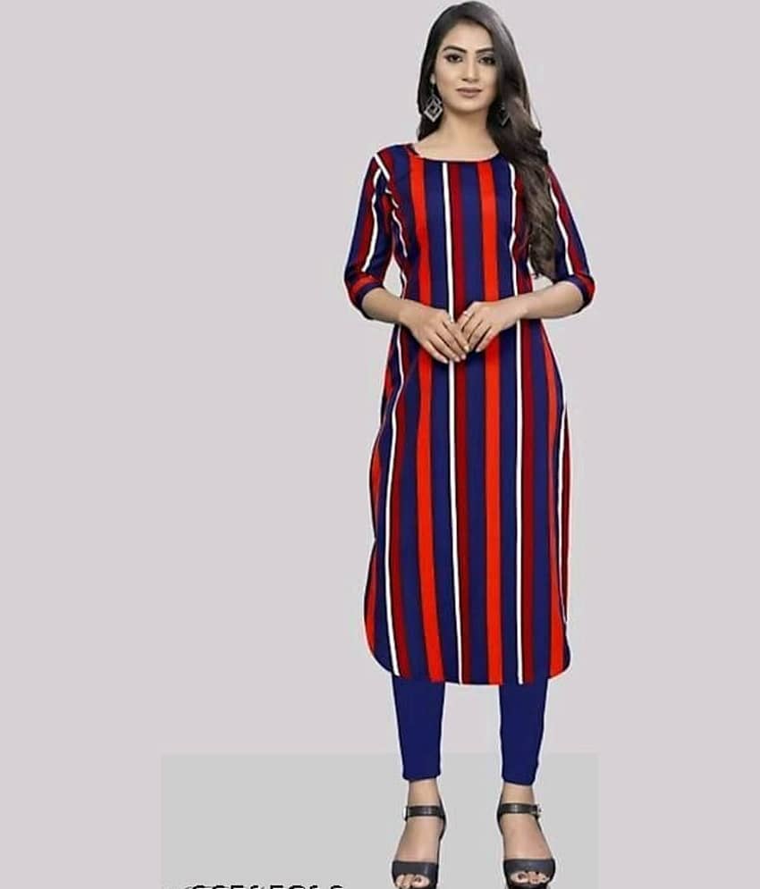 AK FASHION MALL Pack of 1 Crepe Printed Straight Women's Kurti - ( Multicolor )