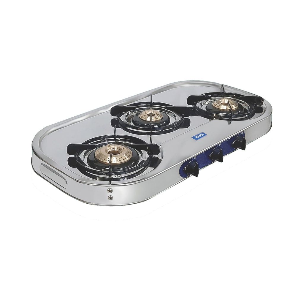 3 Burner Stainless Steel  Gas Stove with High Flame Brass Burner Drip Tray (CT1033SSHFDTBB) - Cookware | Buy online on ZillyBuy