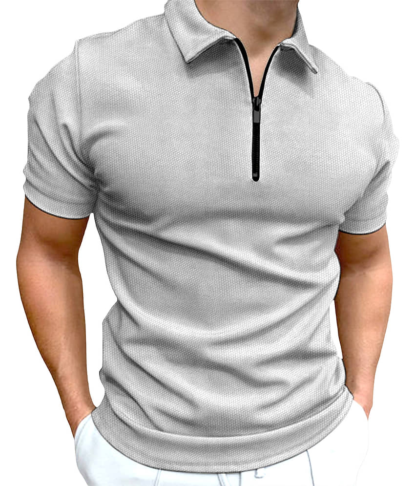 FTX Pack of 1 Cotton Blend Regular Fit Solid Half Sleeves Men's Polo T Shirt ( Dark Grey )