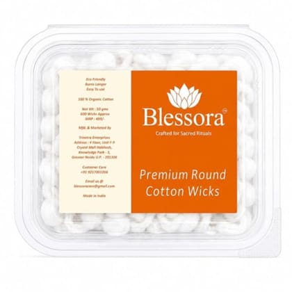 Round Cotton Wicks Diya Batti - White Phool Rui for Pooja | Long Lasting Aarti Use | Temple Daily Worship (Pack of 600 Pcs)